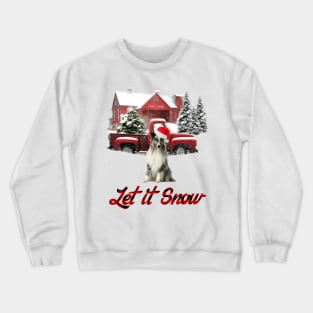 Shetland Sheepdog Let It Snow Tree Farm Red Truck Christmas Crewneck Sweatshirt